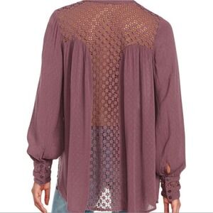 Free People Purple Lace Back Blouse